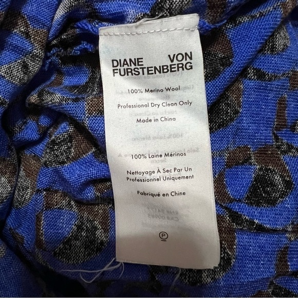 DVF Merino Wool Mod 60s Geo Print Puff Long Sleeve Ruched Turtleneck Sweater M - Picture 11 of 14